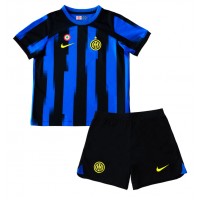 Koszulka piłkarska Inter Milan Strój Domowy dla dzieci 2023-24 tanio Krótki Rękaw (+ Krótkie spodenki)